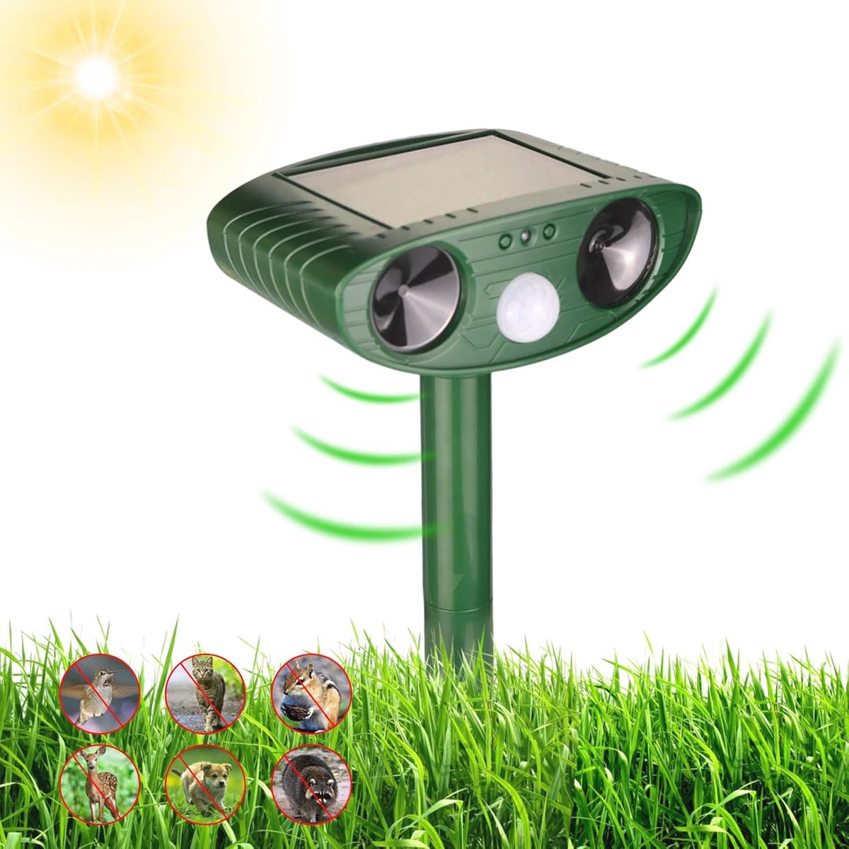 Ultrasone Dierenverjager met Bewegingssensor en Zonne-energie voor Tuin en Buiten