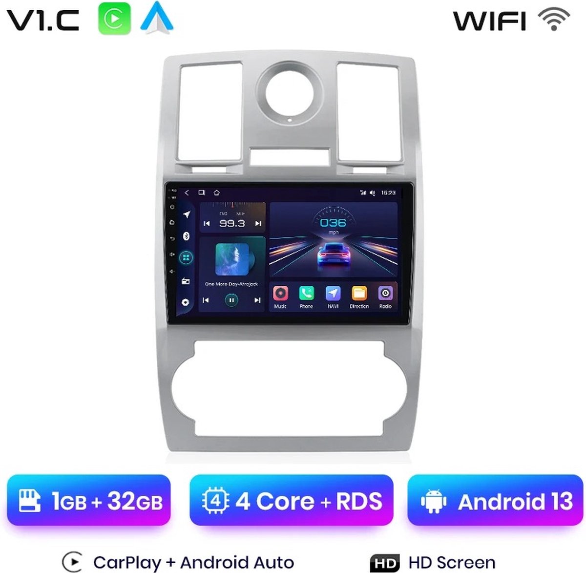 Autoradio - Apple CarPlay - Android Auto - Bluetooth Radio - Chrysler 300C Aspen - 2004-2008