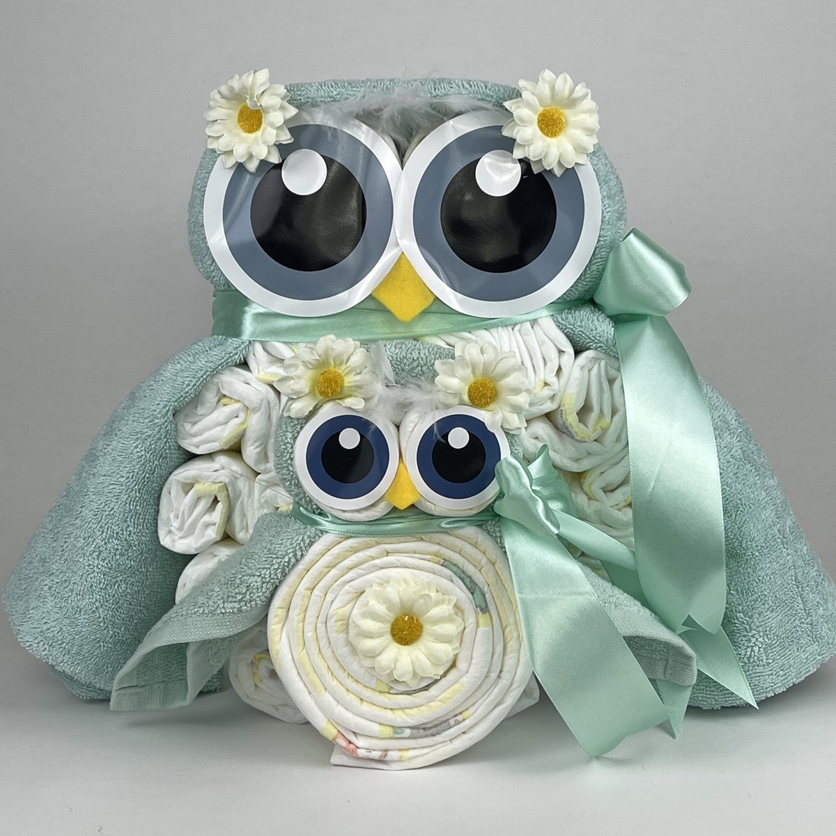 Goedkoopste Chouette-Chouette | Luiertaart Uil Luieruil Neutraal | Kraamcadeau | Geboorte Jongen Meisje | Babyshower | Mint groen