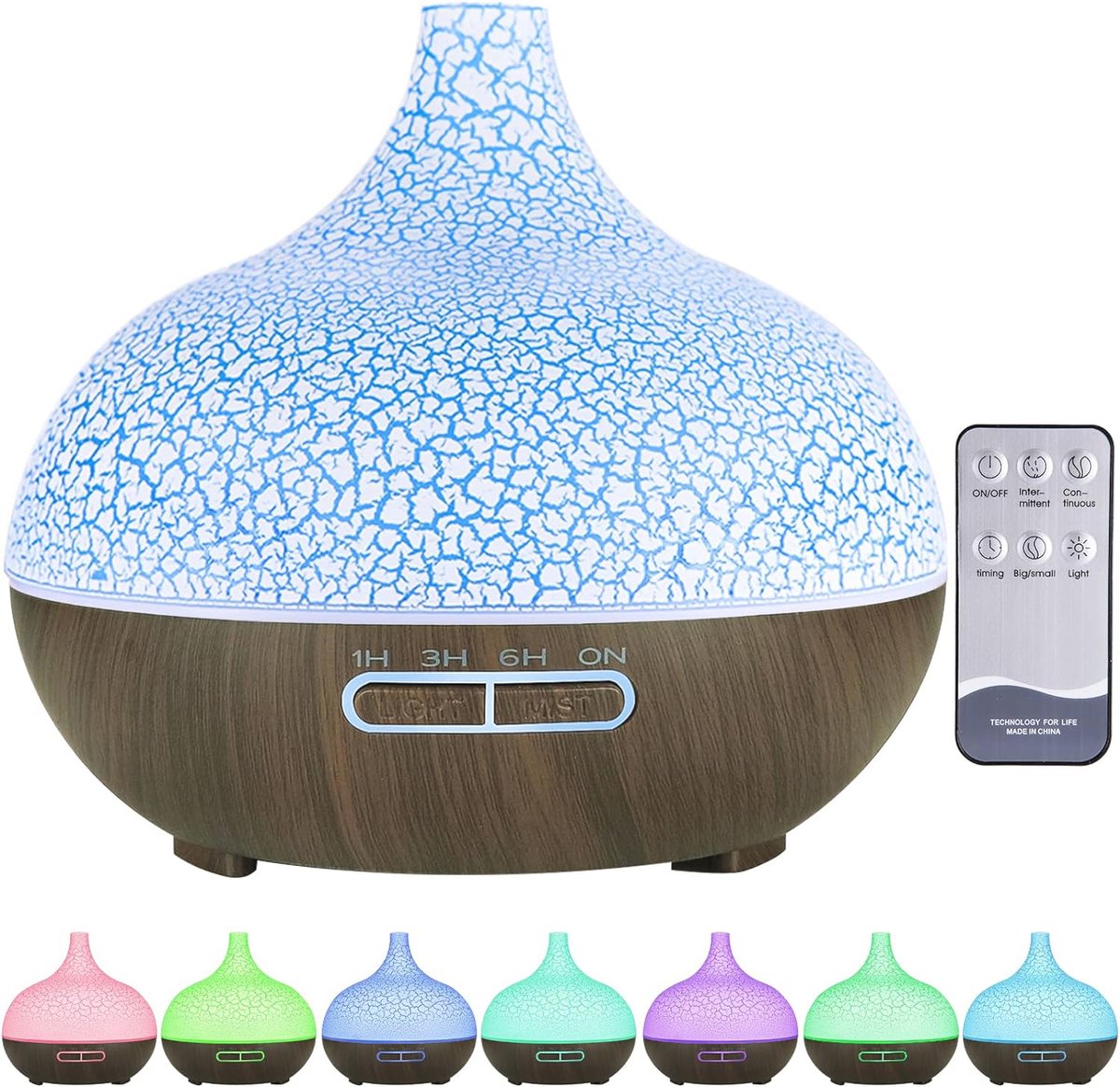 Aroma diffuser 550 ml - Stil, Ultrasoon, Luchtbevochtiger & Aromatherapie met LED-verlichting