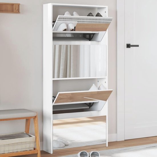 Westphalen schoenenkast 1 spiegel deur, 7 planken wit. Gratis bezorging, snelle levering! Kijk hier