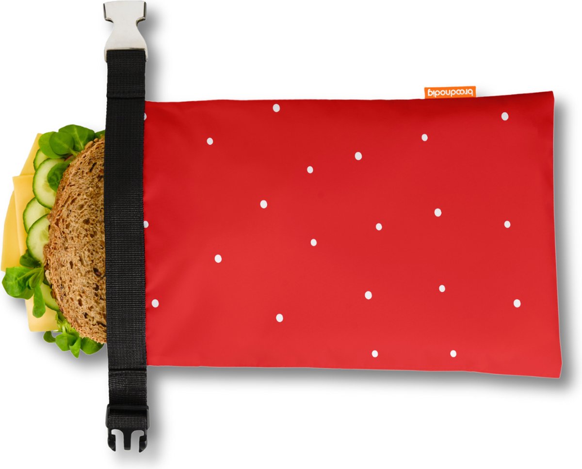 Broodnodig® - Herbruikbare Boterhamzak - van 100% Gerecyclede Flessen - Ideaal als Diepvrieszakjes - Lunchzak - Herbruikbaar Boterhamzakje - Foodwrap - Lunchbox - 30x20cm - Cherry Confetti