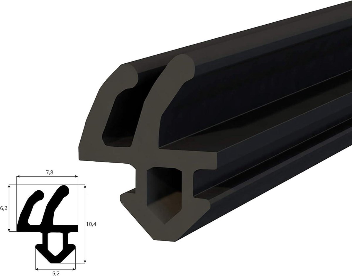 DQ-PP S-232 Panorama raamafdichting, zwarter rubberen afdichtingstape, kunststof afdichtingen, aluminium profielafdichting, voor pvc ramen en deuren, 1 m