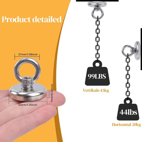 Magneetvisset Magneetvisset 318 kg Enkelzijdige trekkracht