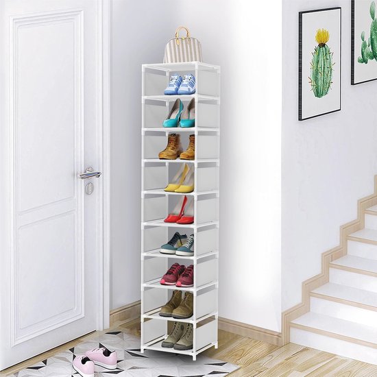 Schoenenrek met 10 Planken - Smal en Hoog - Organiseer uw Schoenen