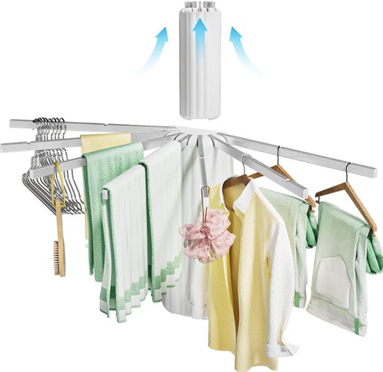 foxydry Fold Droogrek voor wandmontage, verticaal, inklapbaar, voor binnen en buiten, van aluminium en staal 102x50x50 cm (Wit - Sluiting Naar Boven, 1x Fold 100 foxydry Fold Droogrek voor wandmontage, verticaal, inklapbaar, voor binnen en buiten, van aluminium en staal 102x50x50 cm (Wit - Sluiting Naar Boven, 1x Fold 100
