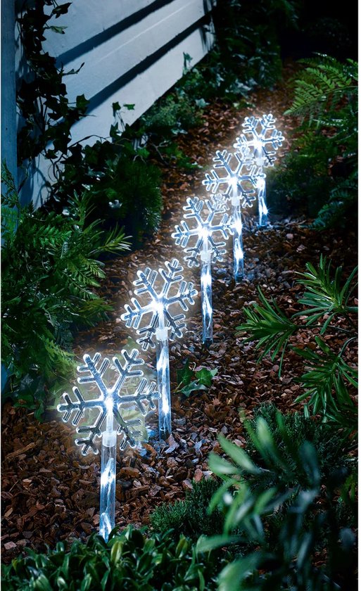 CXAFQ Kerstverlichting Buiten, Led Sneeuwvlokken Lichtsnoer, Werkt Op Batterijen Waterdicht Ip44 3 M 20 Led Voor Binnen En Buiten Kerst Bruiloftsfeest Tuindecoratie Warm Wit 3