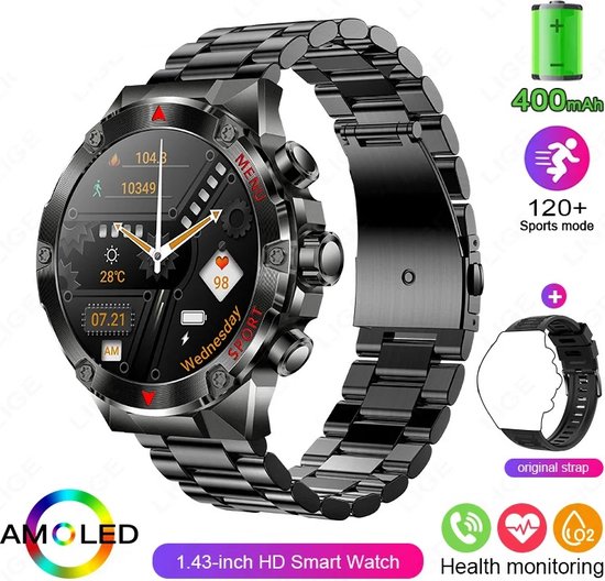 ET570 Slimme Horloge ECG Bluetooth Oproep AI Stem SOS Niet-invasieve