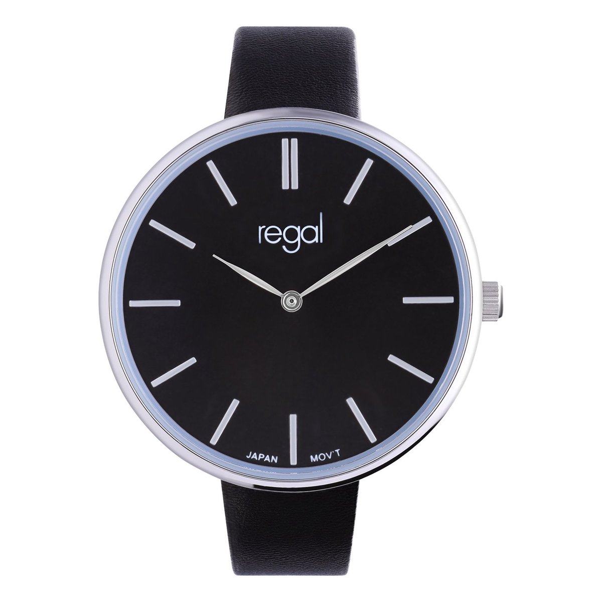 Lucardi Dames Regal dames horloge met zwarte band - Horloge - PU leer - Zwart - 37.80 mm