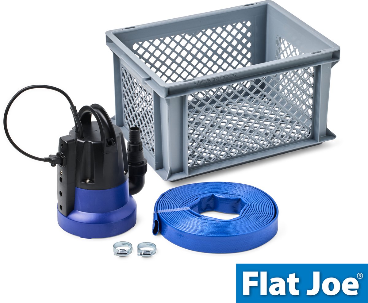 Bol.com Flat Joe ® - Plug&Play set VIP - vlakzuigende dompelpomp tot 1mm - slang 25mm (lengte 10mtr) incl. 2 slangklemmen en kra... aanbieding