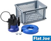 Flat Joe ® - Plug&Play set VIP - vlakzuigende dompelpomp tot 1mm - slang 25mm (lengte 10mtr) incl. 2 slangklemmen en krat - wateroverlast - vlakzuigpomp - dweilpomp - FlatJoe vlakzuiger - hoogwater set