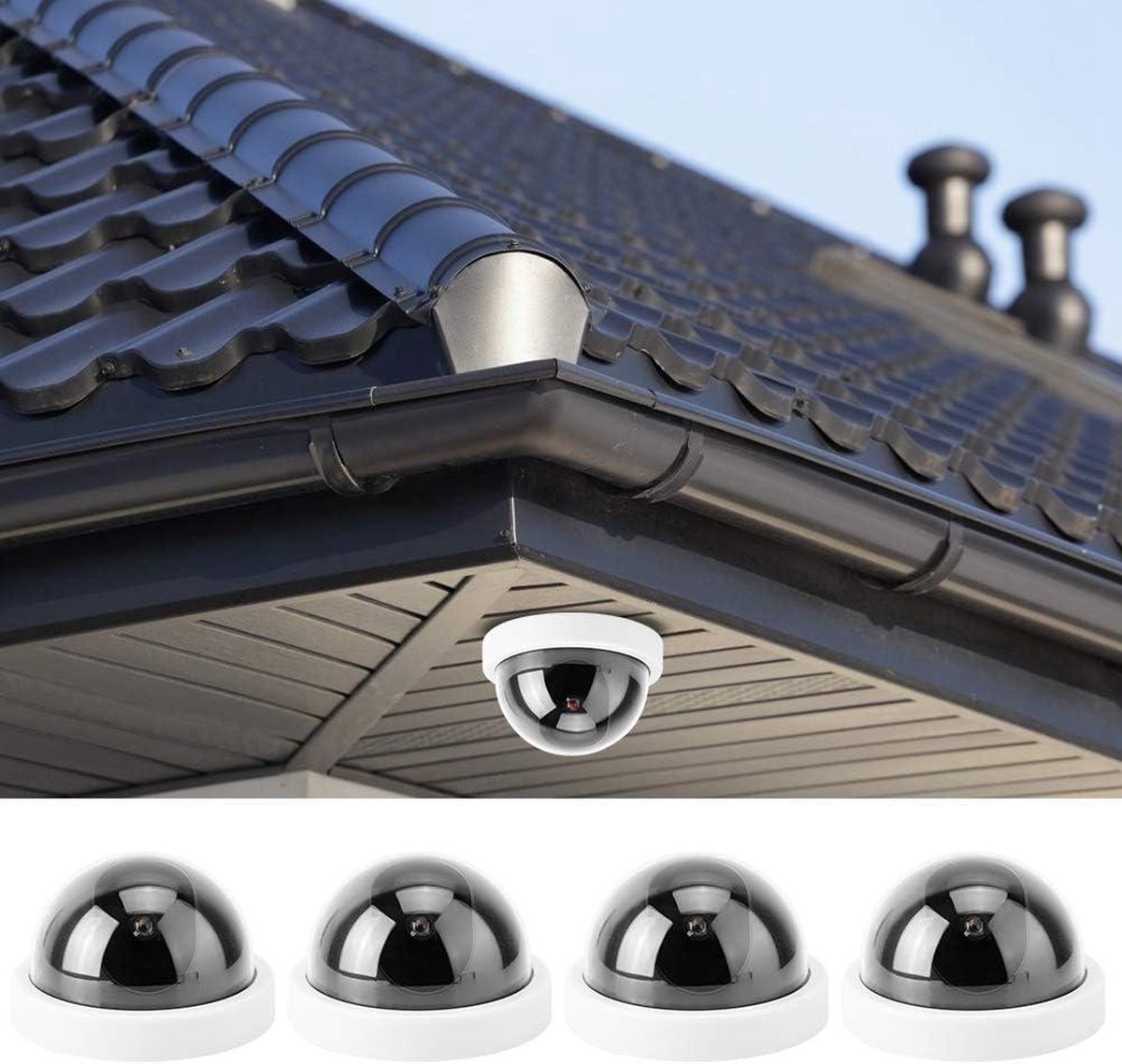 Gesimuleerde camera CCTV-domecamera met rode LED-lampjes - 4 stuks voor buiten en binnen gebruik .
