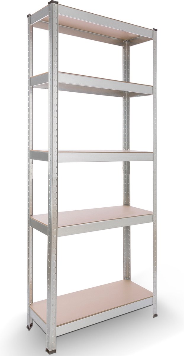AREBOS Stellingkast - Opbergrek - 5 Planken - 350 kg Draagkracht - 180x75 x30 cm - Metaal/MDF - te gebruiken als werkbank