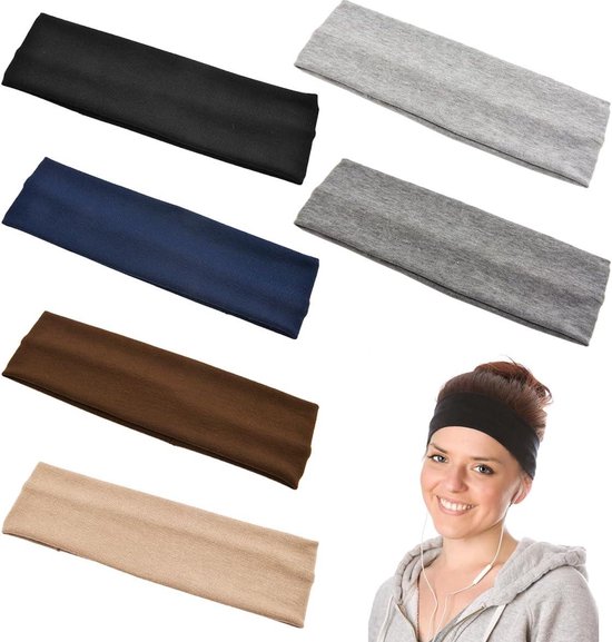 Foto: 6 stuks dunne zomerhoofdband hoofdband voor dames sporthaarbanden elastische brede haarband voor vrouwen yoga workout hoofdbanden 