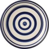 J-Line schaal Granada Stripes Low - keramiek - wit/blauw - large