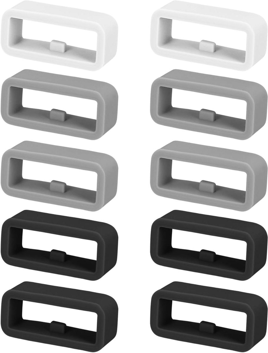 10x Horloge band lusje compatibel met 16mm Smartwatch Strap - grijs zwart wit - silicone - voor Fitness tracker-Fitness horloge .