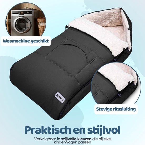 Lunola - Voetenzak voor Autostoel & Kinderwagen - Voetenzak Buggy - 90 x 50 cm - Zwart van Lunola — afbeelding 3