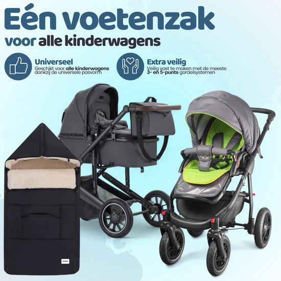 Lunola - Voetenzak voor Autostoel & Kinderwagen - Voetenzak Buggy - 90 x 50 cm - Zwart van Lunola — afbeelding 2