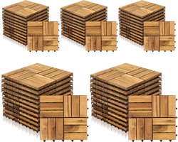 Terrastegel 55 stuks - 5 m² Tuintegels - Acaciahout - 12 strepen per stuk - 30x30x2,4 cm - Balkon, Terras Vlondertegel - Terrasplanken - Kliktegels - Snelle Montage