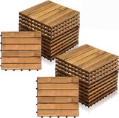 Bol.com Terrastegel 22 stuks - 2 m² Tuintegels - Acaciahout - 6 strepen per stuk - 30x30x24 cm - Balkon Terras Vlondertegel - Te... aanbieding