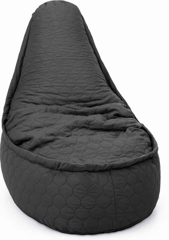 Drop & Sit - zitzak/stoel - tijdloos gewatteerd nylon - Noa SR voor volwassenen en kinderen - zwart - 75 x 95 - 180 liter