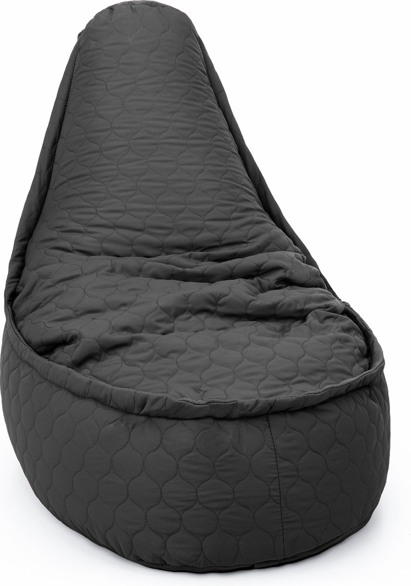 Drop & Sit - zitzak/stoel - tijdloos gewatteerd nylon - Noa SR voor volwassenen en kinderen - zwart - 75 x 95 - 180 liter