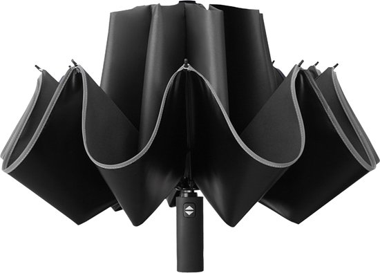 Parapluie tempête - noir - Parapluie pliable - 2 personnes - Résistant aux tempêtes jusqu'à 140 km/h - Pliage automatique - Ø 105 cm - Design inversé