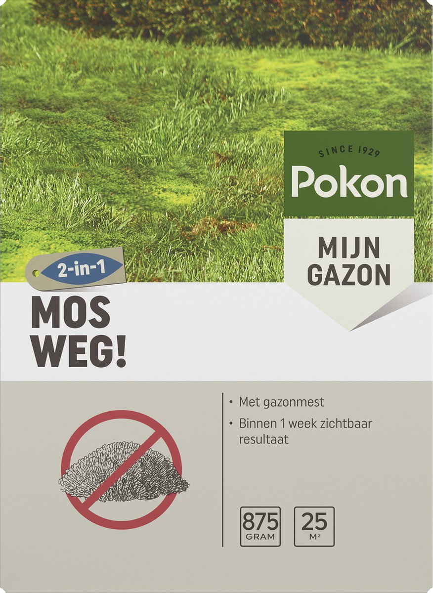 Pokon Mos Weg! - 875gr - Onkruidverdelger - Geschikt voor 25m² - Mosbestrijder - Anti mos gazon