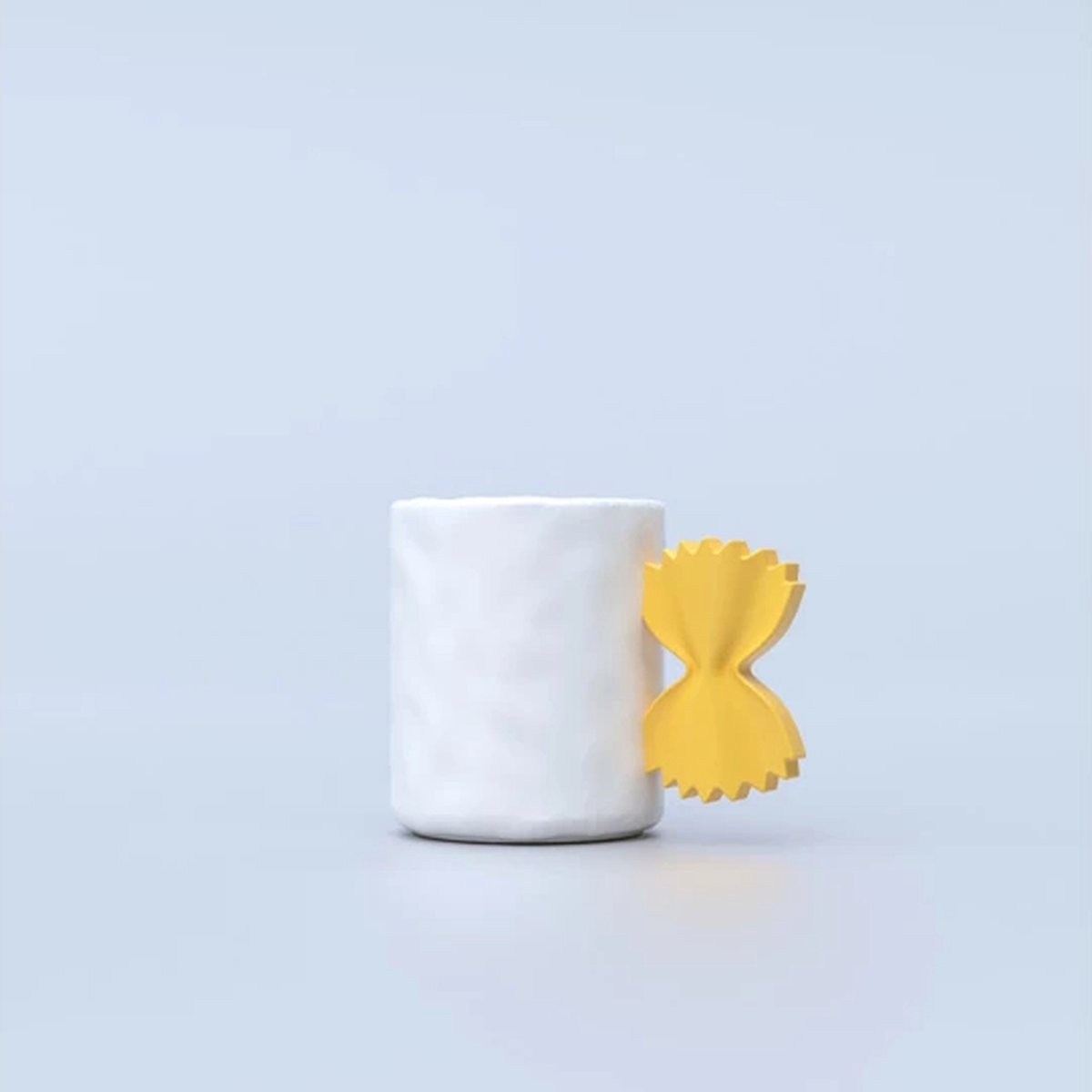 Fluid Market beker met handvat 13x8x9.5cm pasta wit / geel