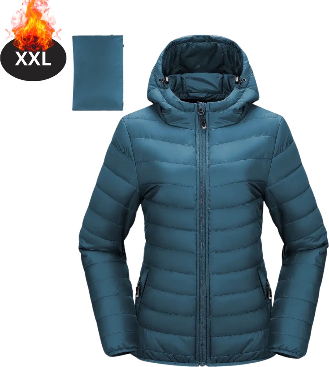 Livano Winterjas Parka Dames Winter Jas Volwassen Stijlvol Donker Cyaan