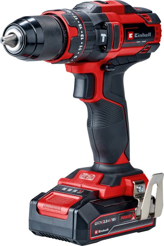 Einhell Accu Klopboor-/ Schroefmachine TE-CD 18/44 Li-i Kit - Power X-Change - 18 V/Li-ion - Met impactfunctie - 2 snelheden - 44 Nm - Incl. 1x 2,5 Ah accu en lader