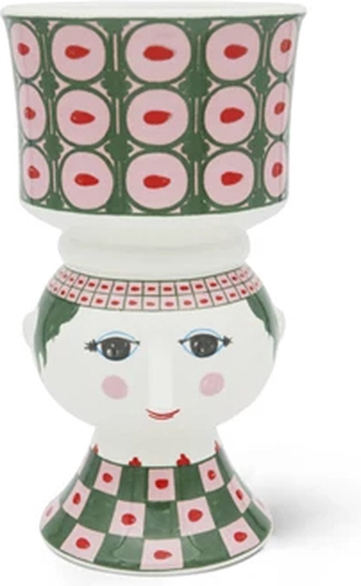Bjørn Wiinblad Lady With Hat Tulipa vaas / bloempot H20cm rood / groen
