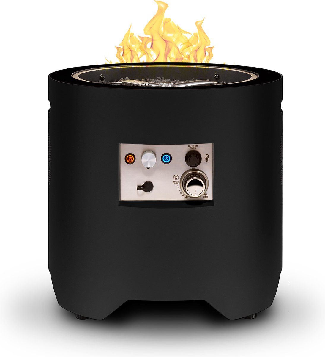 Ukiah Voyager Tuinhaard met Bluetooth Speaker – Draagbare Terrashaard met Muziekfunctie, BeatSync vlammen en Warmteregelaar – Moderne Design Vuurtafel - Terrasverwarmer met ingebouwde Bluetooth Speakers - buitenhaard - Zwart