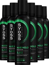 Syoss Max Hold - Haarmousse - Styling, Verzorging en Herstel - Verstegiving en Soepelheid - 24u Style-controle - Natuurlijk Hold - Voordeelverpakking - 6x250 ml