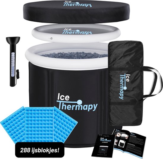 Ijsbad XXL – Ice Bath – Met isolerende hoes - Beschermhoes - Opbergtas - Thermometer - Zitbad – Dompelbad – Zwart