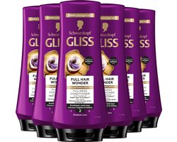 Gliss Full Hair Wonder - Haarverzorging - Conditioner - Voller Haar - Versterkt de Haarlengtes - Zwak en Breekbaar Haar - Voordeelverpakking - 6x 200 ml