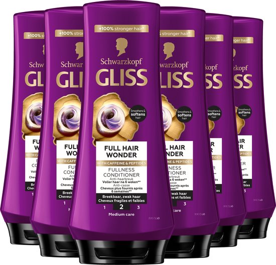 Schwarzkopf - Gliss - Full Hair Wonder - Après-shampooing - Soins capillaires - Pack économique - 6x 200 ml