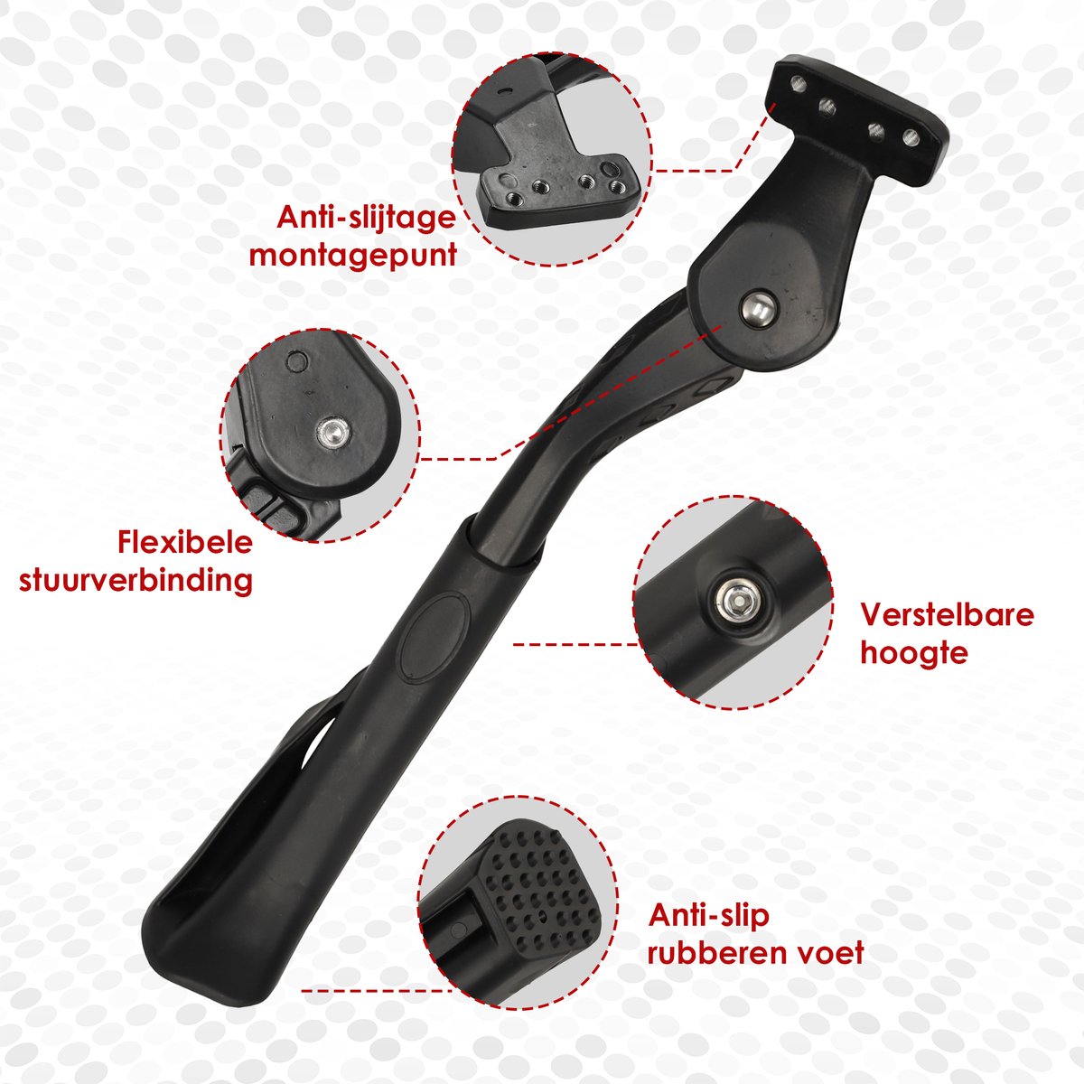 Fietsstandaard E-Bike & Fatbike – Verstelbare Achtervork Zijstandaard 16-24 Inch | Extra Grote Voet | Geschikt voor Elektrische Fietsen, Mountainbikes & Fatbikes (18-40 mm Fietsstandaard E-Bike & Fatbike – Verstelbare Achtervork Zijstandaard 16-24 Inch | Extra Grote Voet | Geschikt voor Elektrische Fietsen, Mountainbikes & Fatbikes (18-40 mm