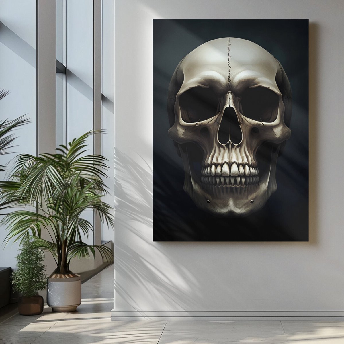 Trendex Global Canvas Schilderij - Schedel - Zilver - 60x40x2 cm Zwart