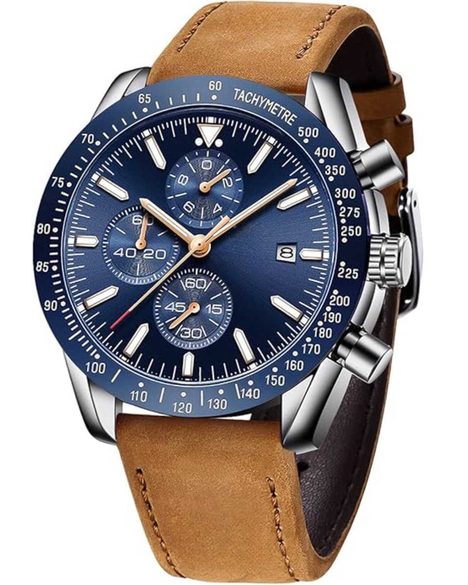 Tyme Florence Heren Horloge - 45mm Blauw-Bruin - Horloges voor Mannen - Polshorloge - met Cadeauverpakking