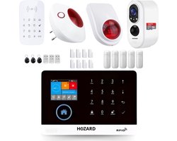 Hozard® Alarmsysteem | Bedieningspaneel | Binnen & Buiten Sirene | Buiten Full HD Camera | Smart Home Beveiligingssysteem | Wifi Alarm | Deur/Raam Sensoren | Beweging Sensoren | RFID Tags