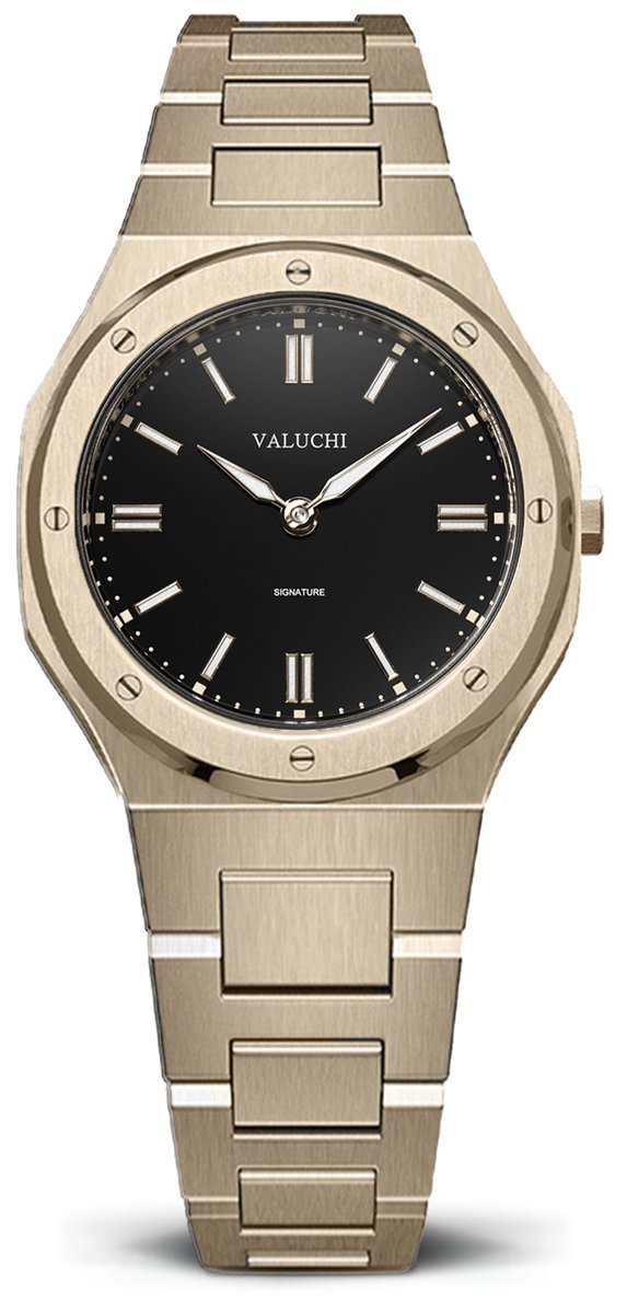 Valuchi Signature - Vrouwen horloge - 31mm - Geelgoud Zwart