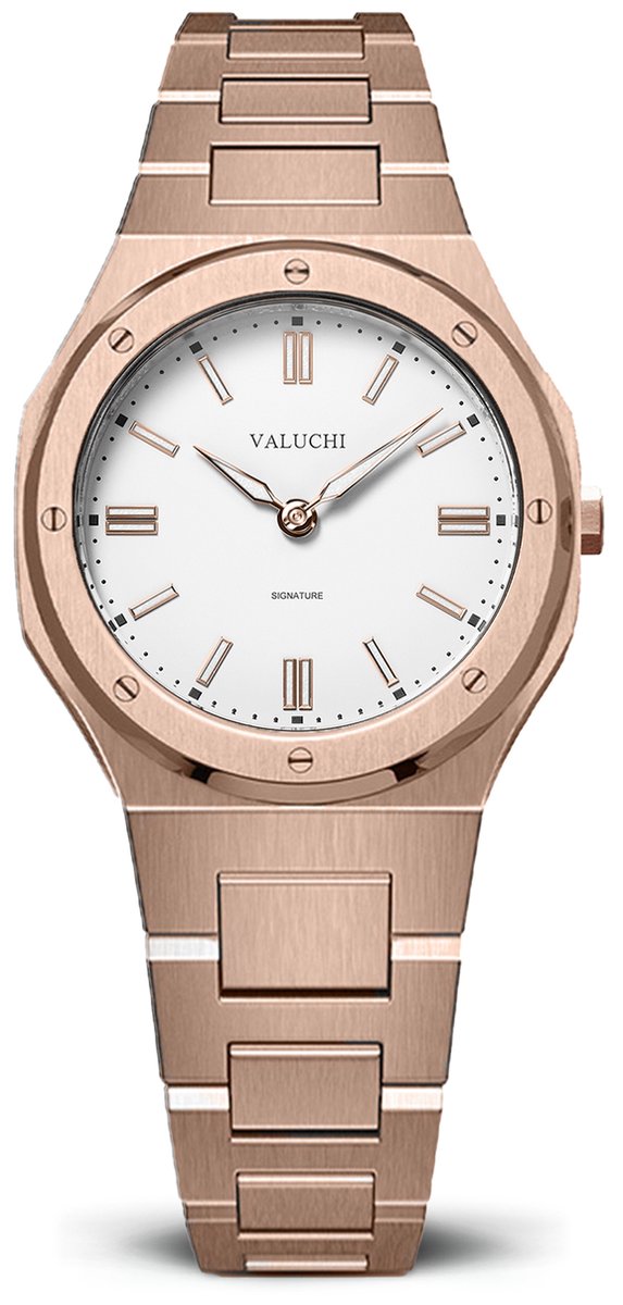 Valuchi Signature - Vrouwen horloge - 31mm - Rosegoud Wit