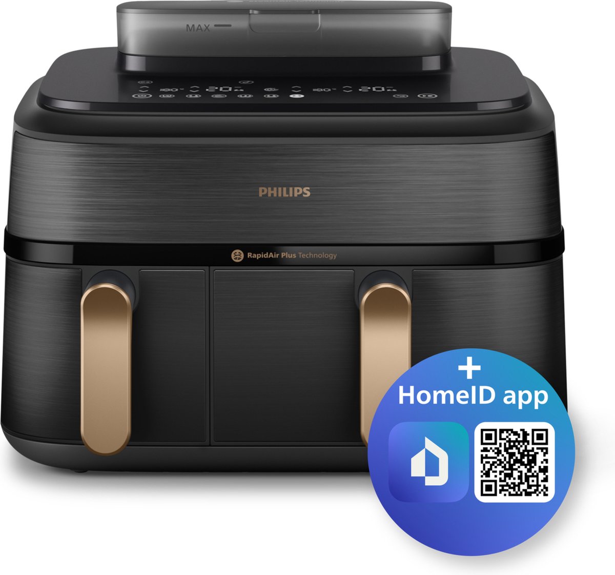 Dubbele heteluchtfriteuse 9L 2750W zwart Philips 5000 series NA552/00 met 12 programma's en LED display - Afbeelding 5