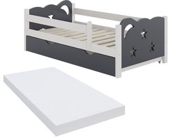 Vitalispa Jessica kinderbed – 70x140 cm met lade en matras Grijs