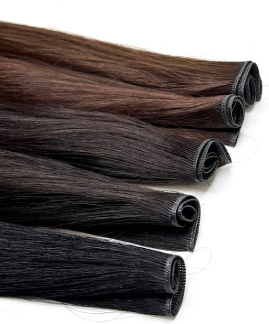 LUXEXTEND Genius Weave | Genius Weft | Kleur #4 | Human hair extensions | Flat Weave | 60 cm - 50 gram | Remy Sorted & Double Drawn | Haarstuk | Haar Extensions | Echt Haar | Weave Hairextensions Bundels | Weft Haar | Haarverlenging