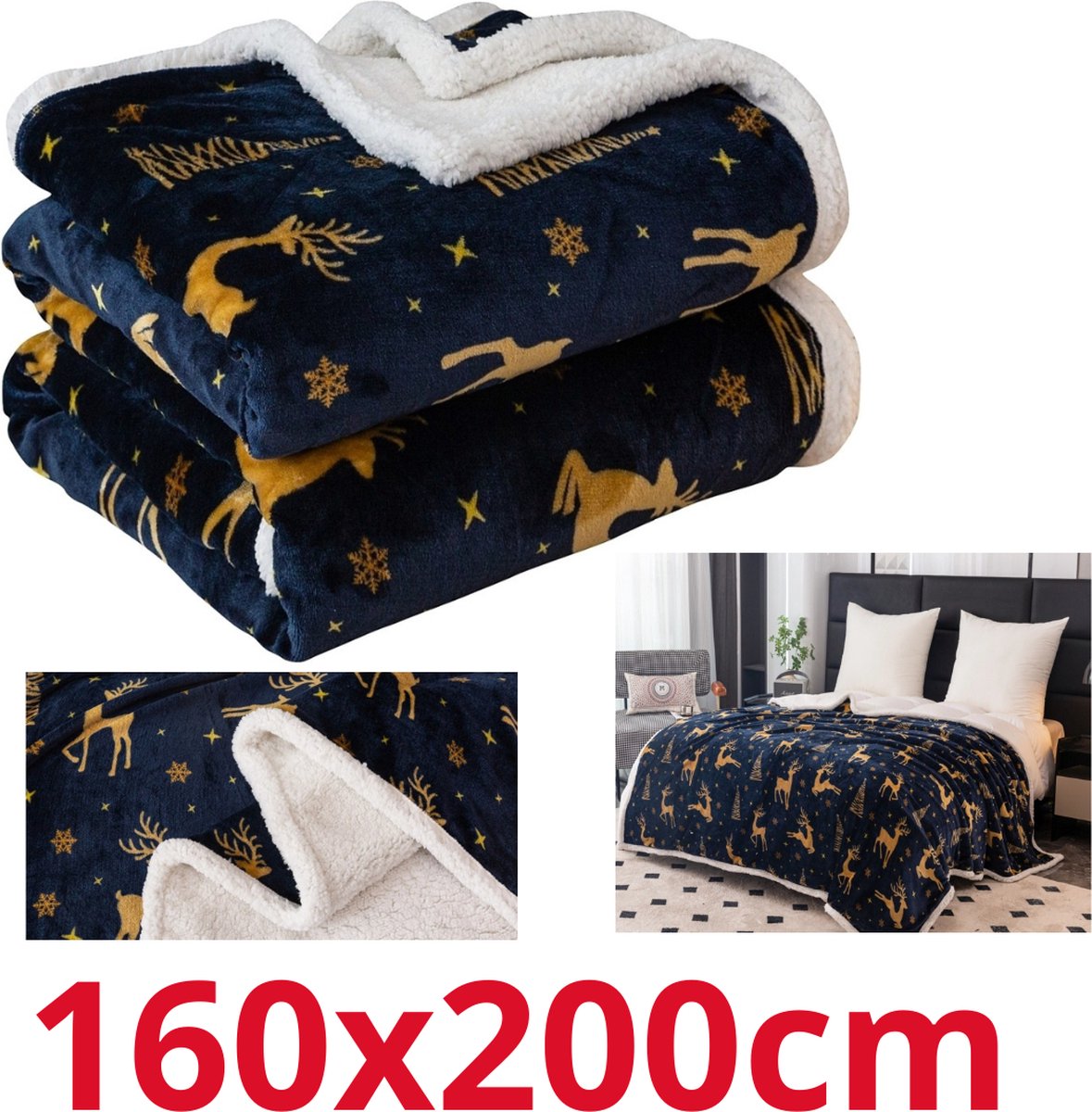 Kerst deken - Plaid - 160 cm x 200 cm - kerstdeken - Winter Plaid - Kerst - Kerstplaid - Winterafbeeldingen - Kerstmis - Microvezel deken - Super zacht - ideaal cadeau - Kerstdesign - nieuw jaar - perfect maat - Sinterklaas - feestelijke sfeer