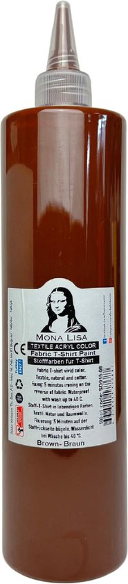 Peinture textile marron "Mona Lisa" en bouteille de 500 ml.