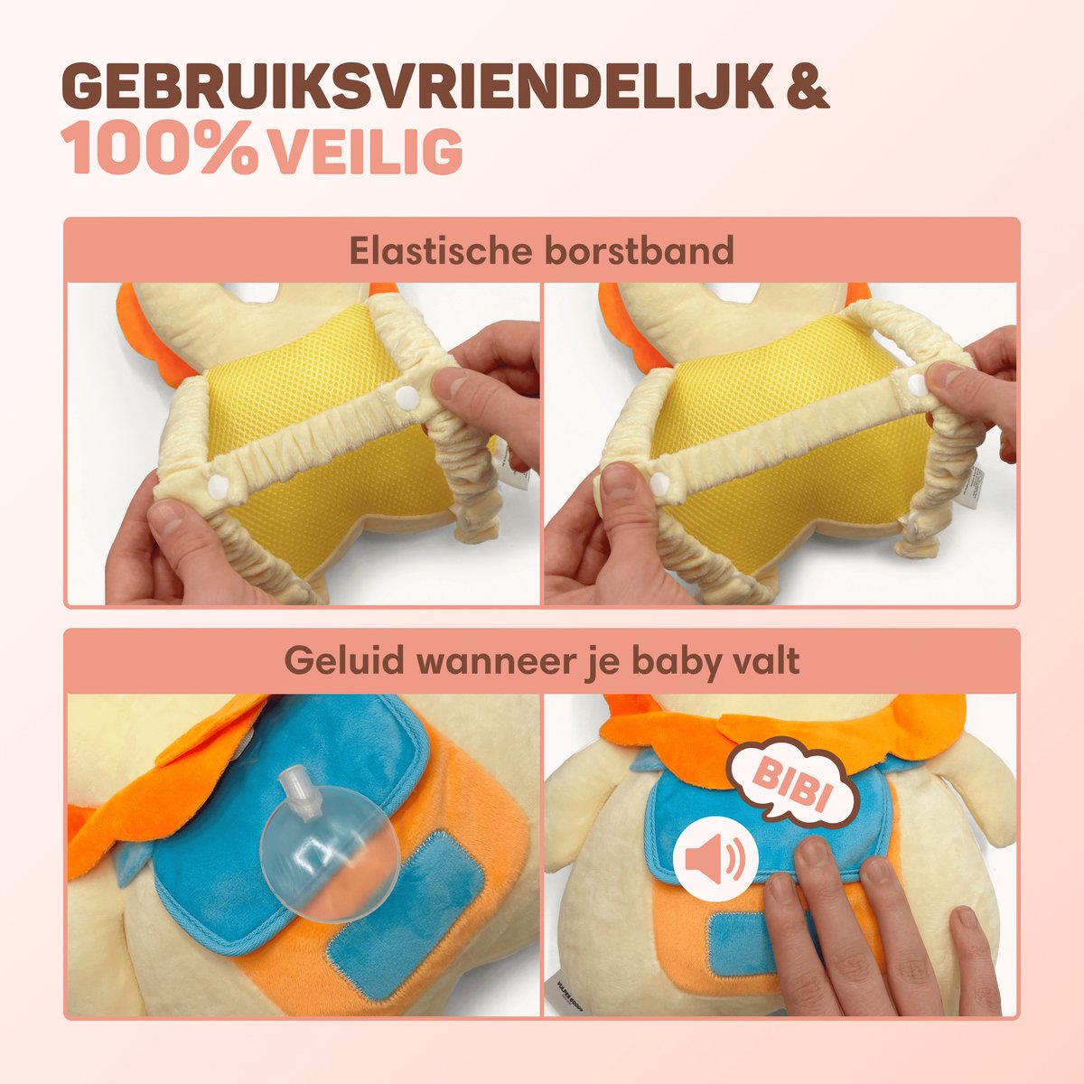 Vulpes Goods® BabyCare Baby Hoofdbeschermer – Leeuwtje - Afbeelding 4