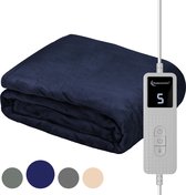 Elektrische Deken Bovendeken - 180x130 cm - Automatische Uitschakeling - Oververhittingsbescherming - 3 Standen - 1 Persoons - Warmtedeken - Navy Blue - Ideaal kerstcadeau